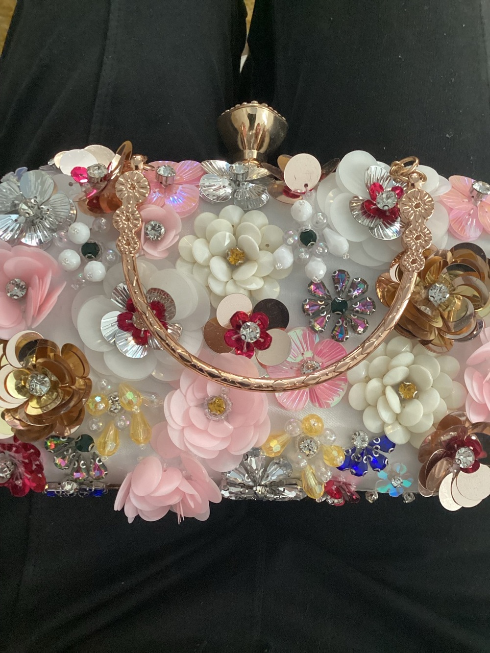 Floral Rhinestone Evening Purse